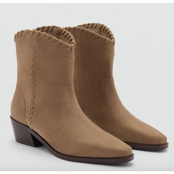 Mango Shoes - NEW MANGO MNG MEDIUM BROWN ARIANE SUEDE LEATHER ANKLE BOOTS BOOTIE SZ 40 US 9